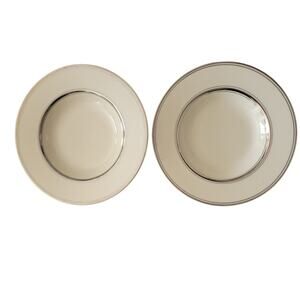 Vintage Atlas China Soup Bowls: Silver Trim, Fine China, Chic USA Made, Set of 2